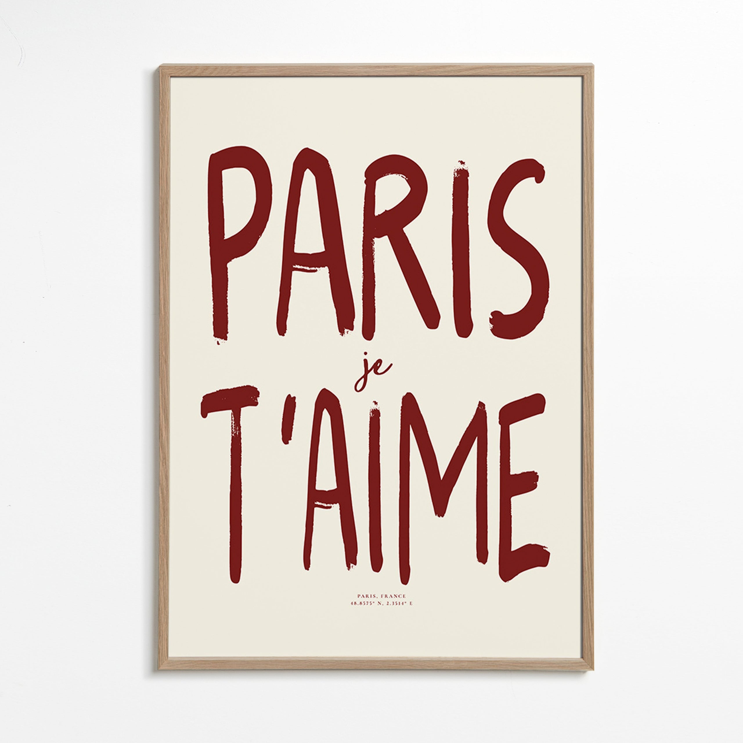 Reiseplakat Typografie Paris je t'aime