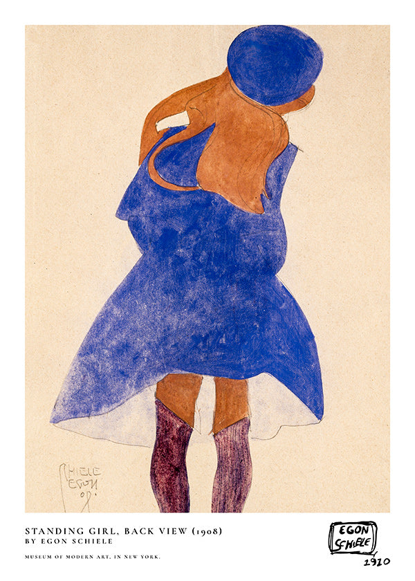 Illustration: Frauenfigur Rückenansicht in Blau