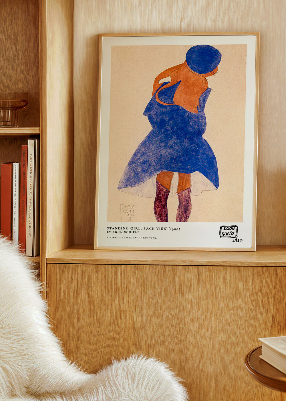 Illustration: Frauenfigur Rückenansicht in Blau