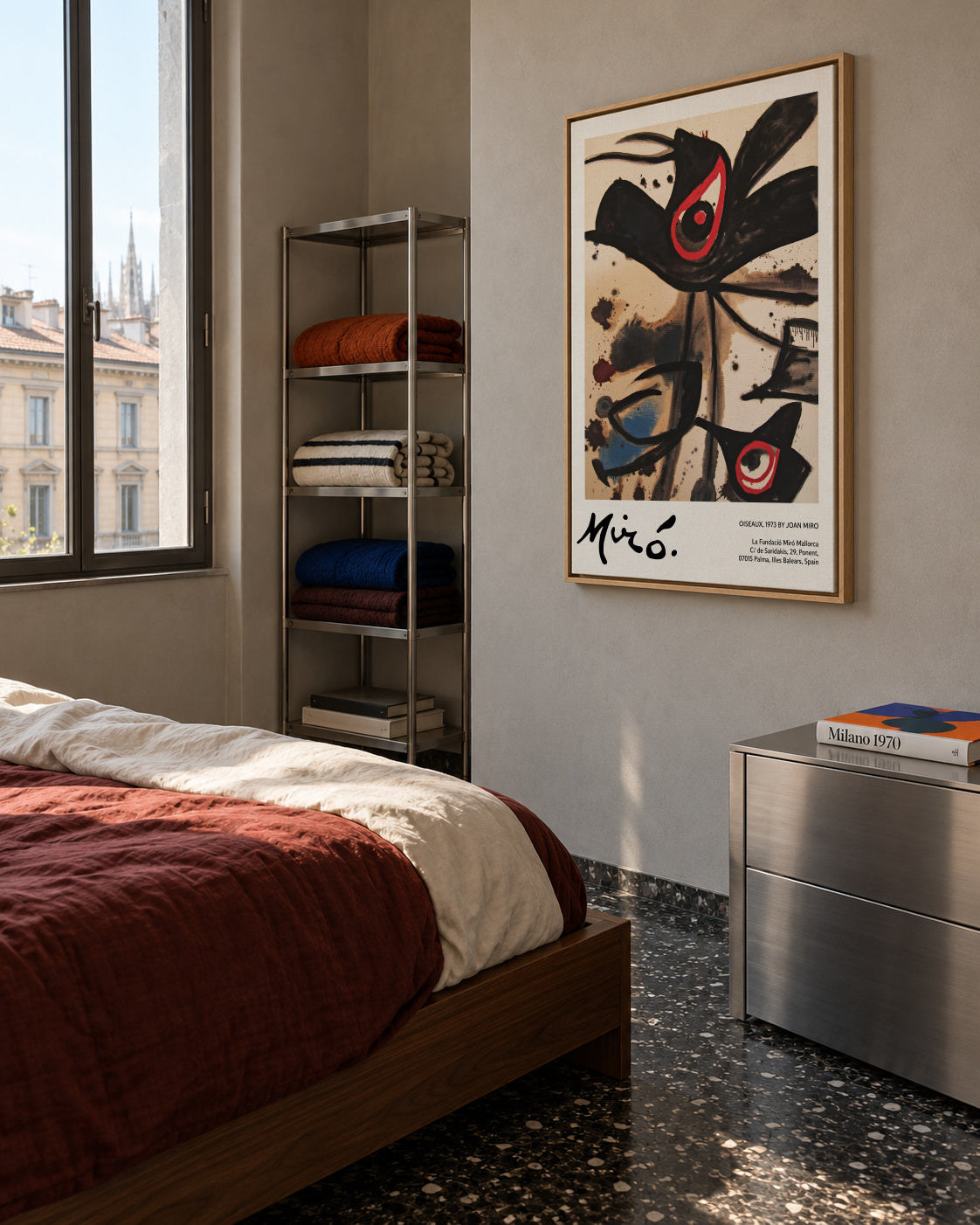 Oiseaux by Joan Miro - Framed canvas in an interior