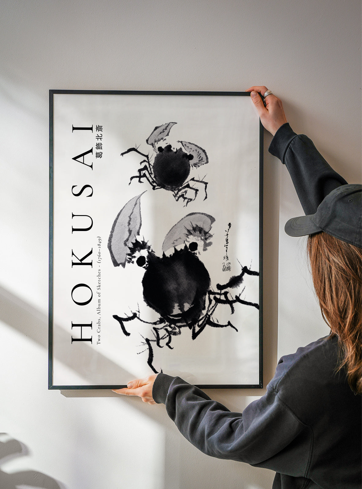 Two Crabs by by Katsushika Hokusai - Framed poster detail