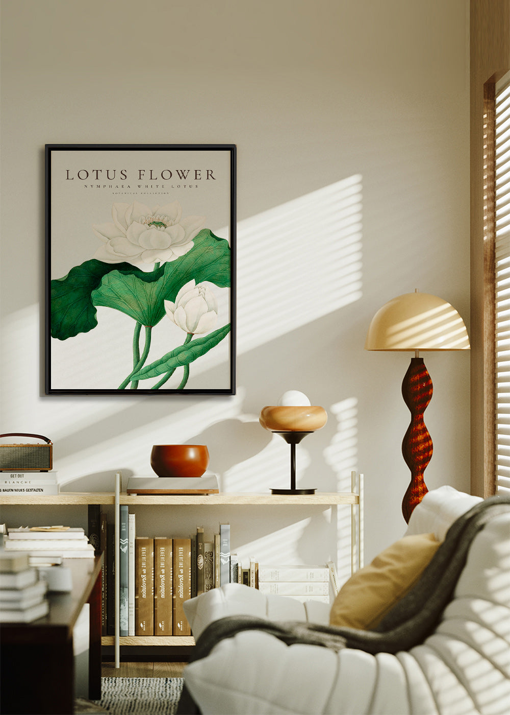 Botanischer Druck Weißer Lotus Studie