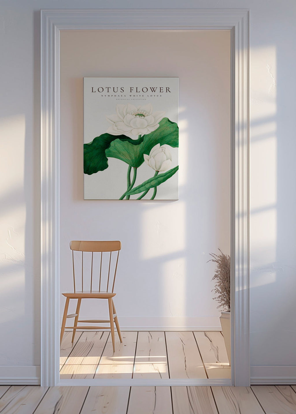Botanischer Druck Weißer Lotus Studie