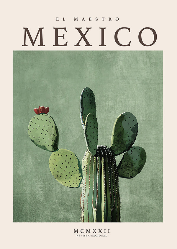 Botanischer Druck Mexiko Kaktus