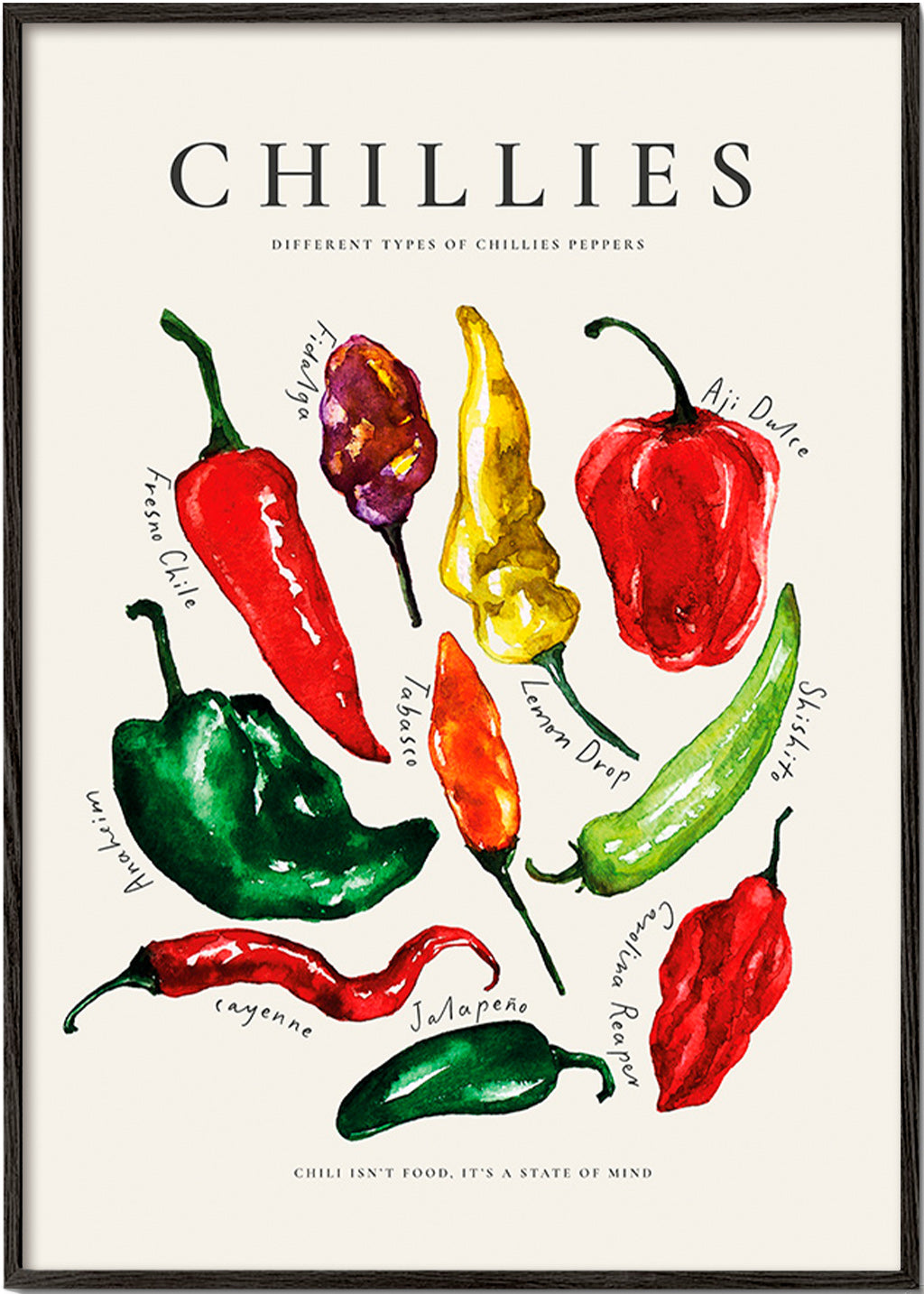 Küchenkunst Chillies Aquarell