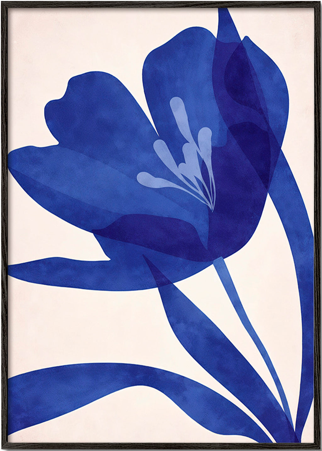 Botanischer Druck: stilisierte blaue Blume