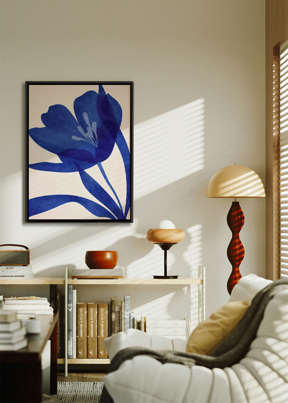 Botanischer Druck: stilisierte blaue Blume