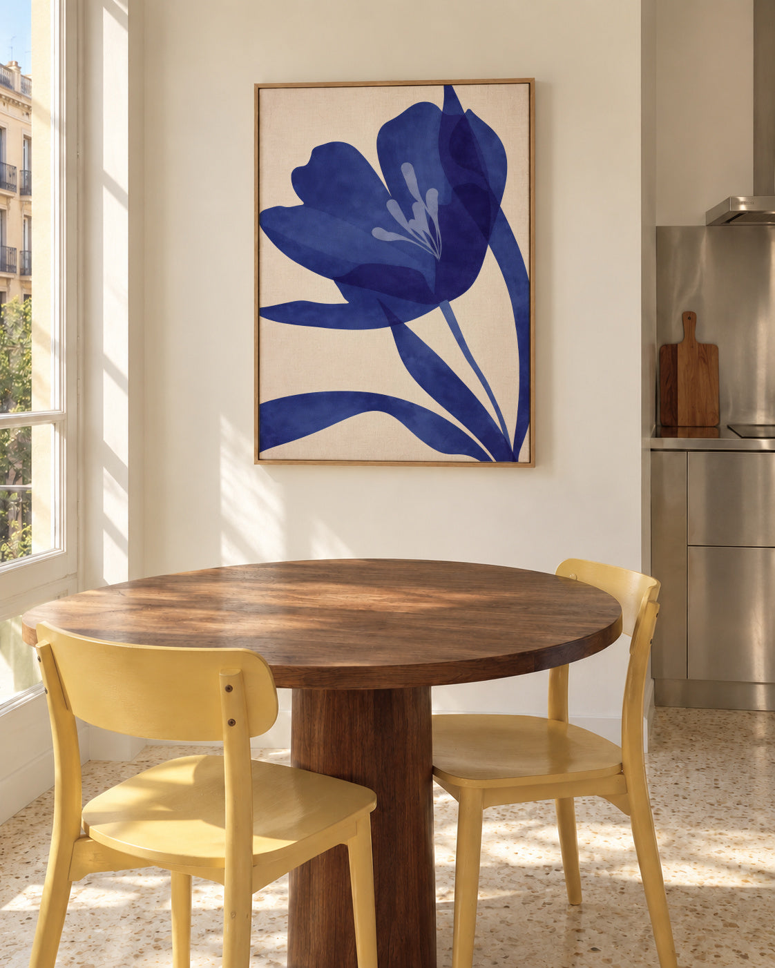 Blue Floral - Framed canvas in an interior