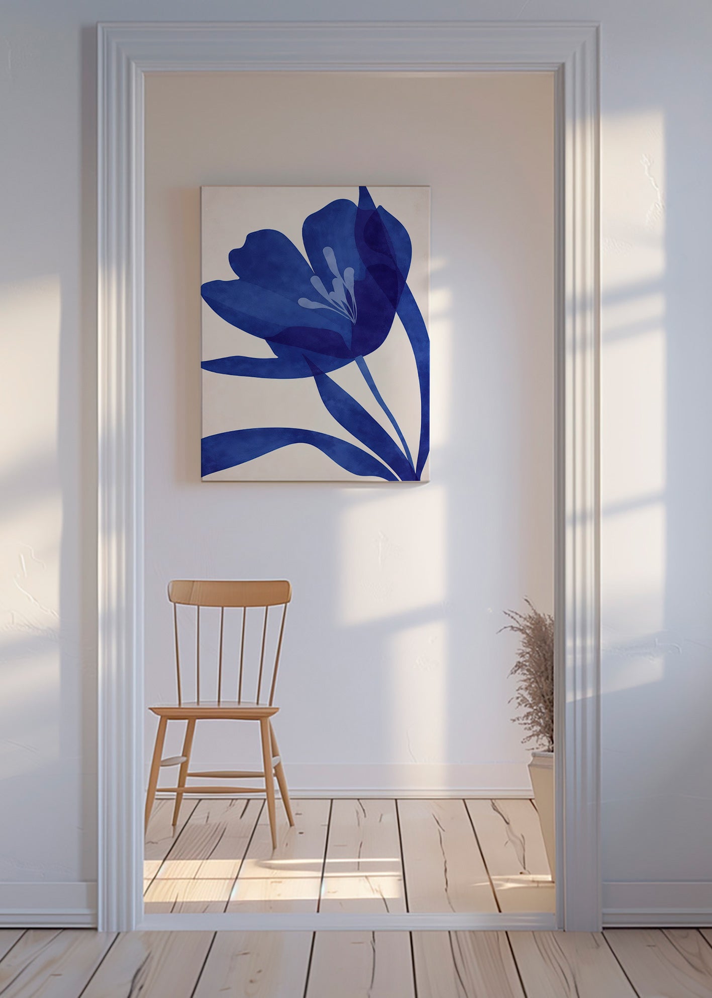 Botanischer Druck: stilisierte blaue Blume
