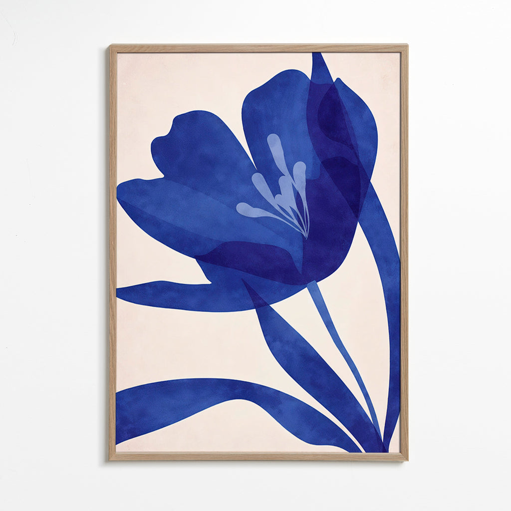 Botanischer Druck: stilisierte blaue Blume