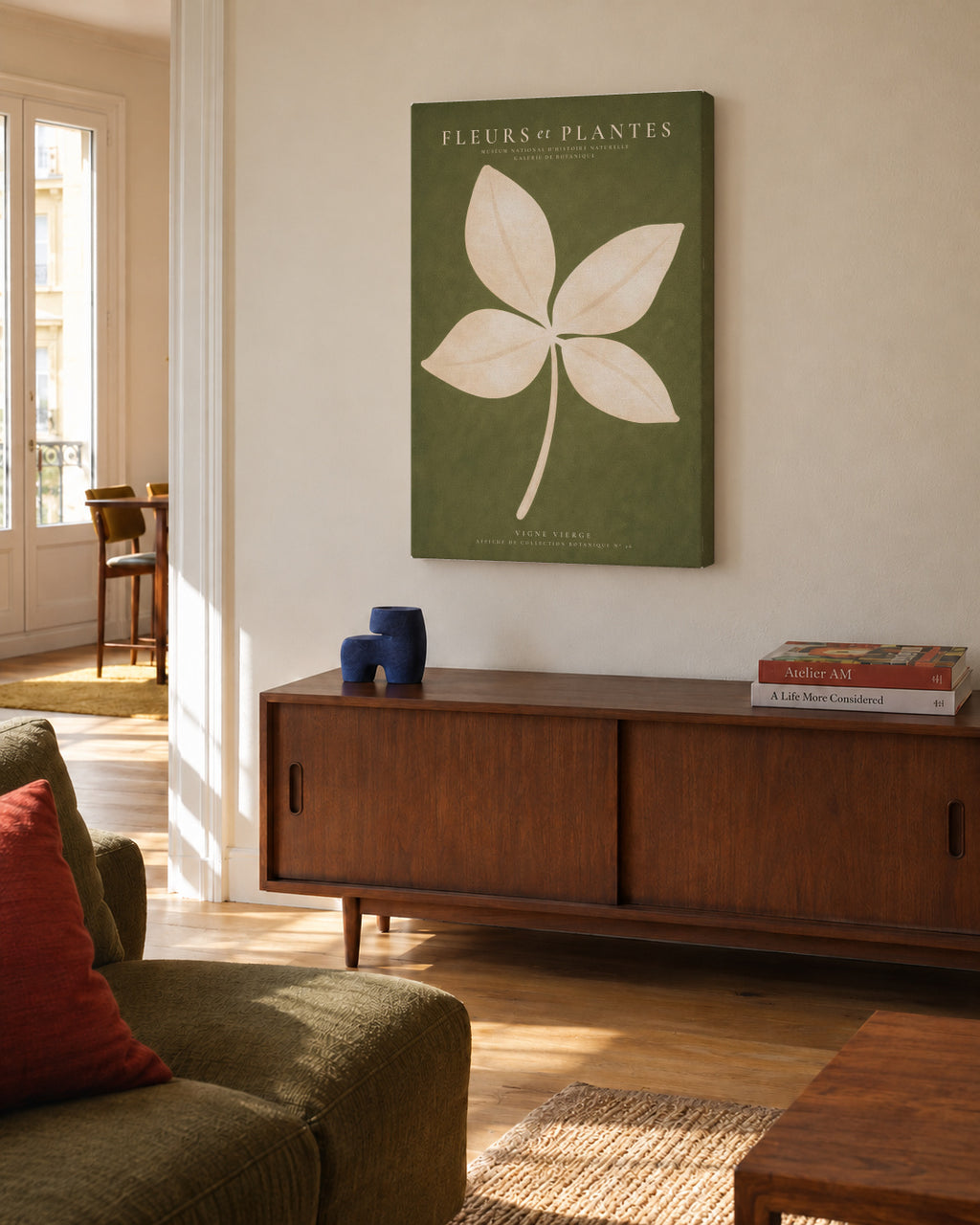 Minimal Leaf - Unframed canvas in an interior