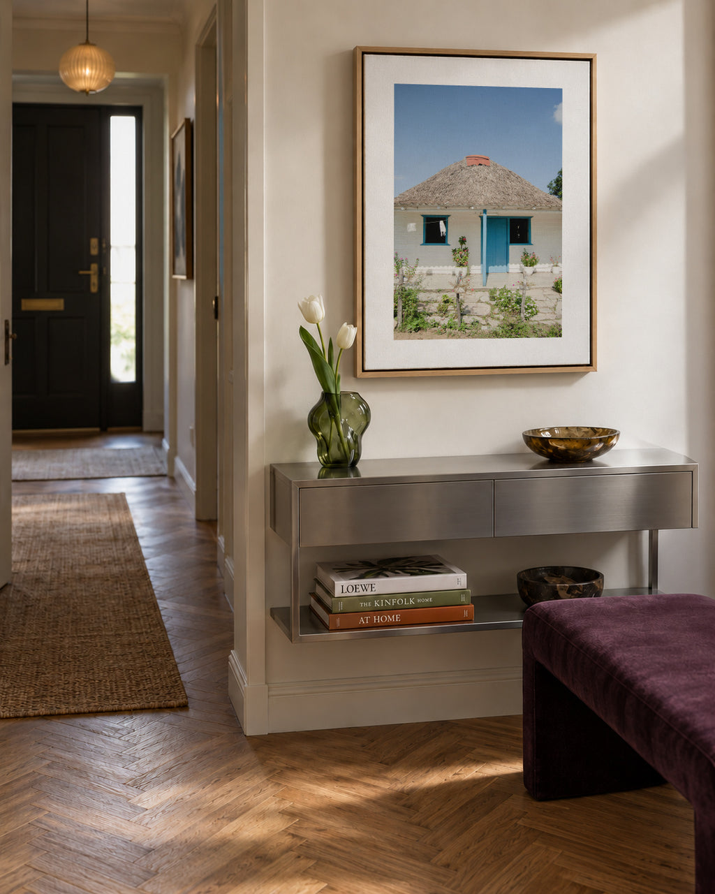 Blue House - Framed canvas in an interior