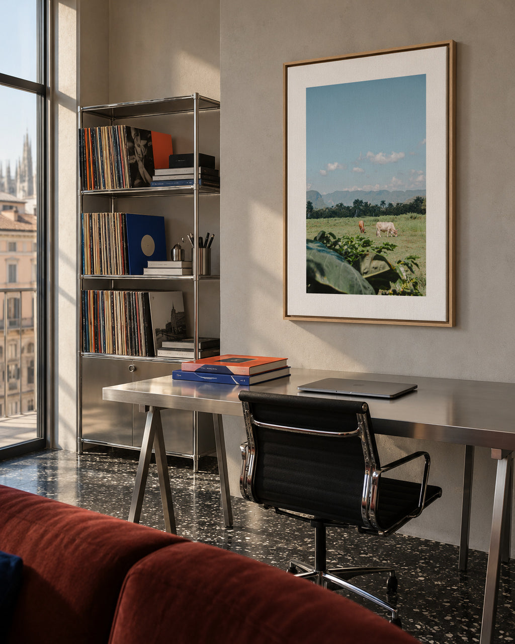 Open Fields - Framed canvas in an interior