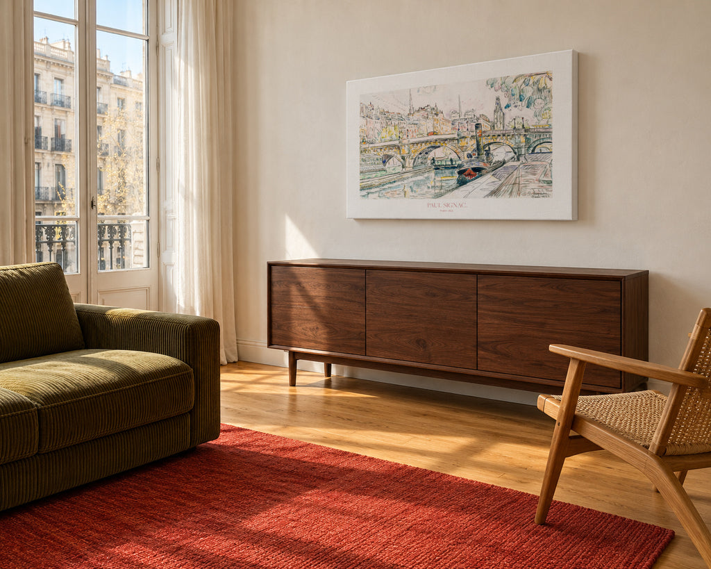 Tugboat At the Pont Neuf - Unframed canvas in an interior