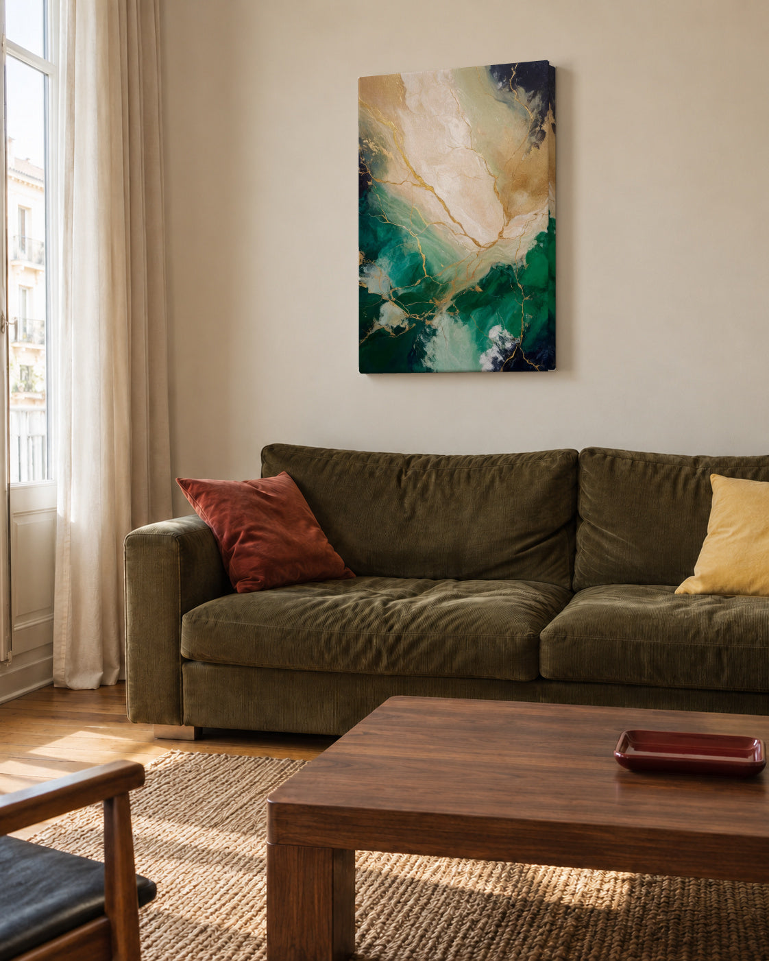 Guilded Radiance - Unframed canvas in an interior