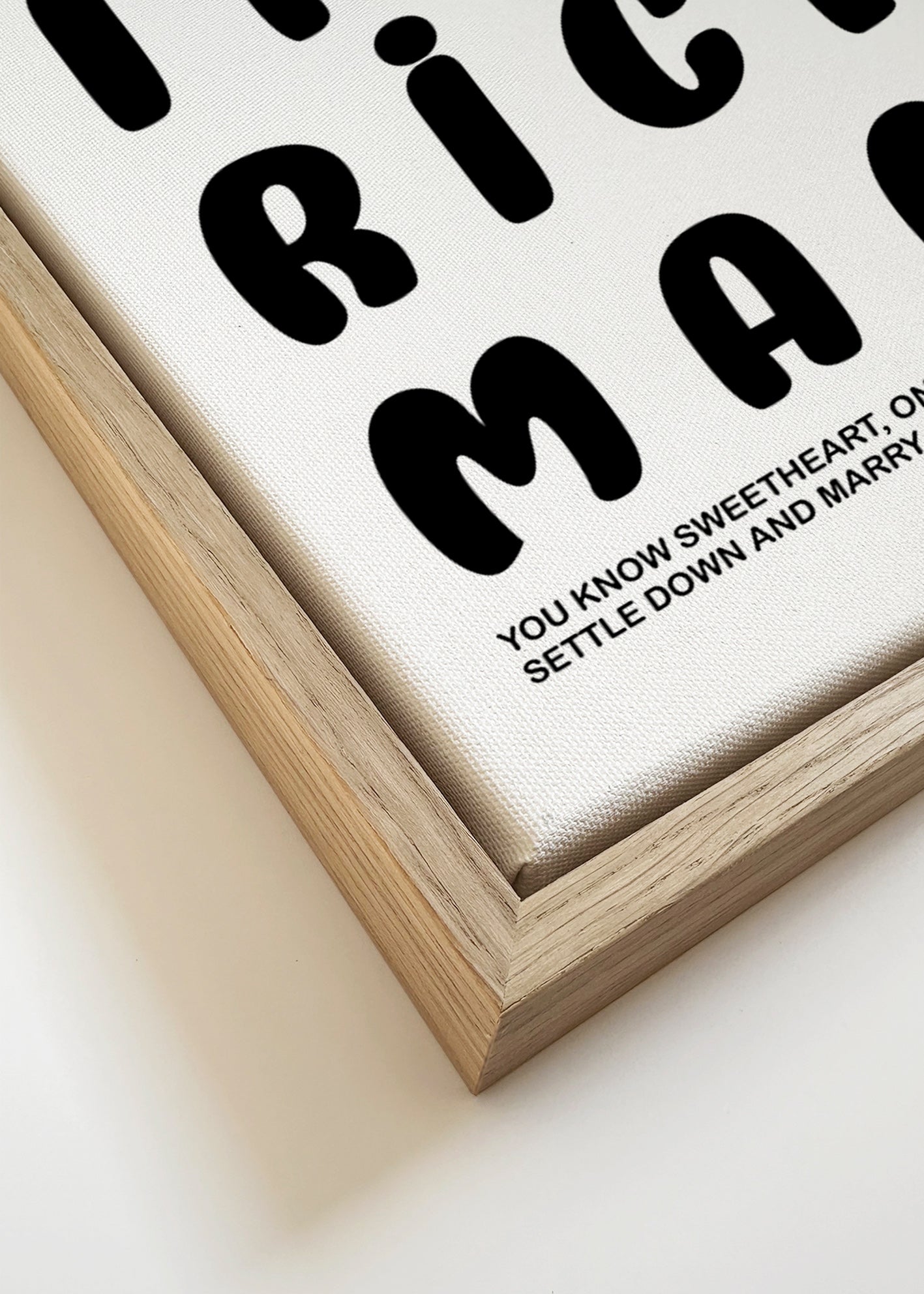 Ilustración tipográfica con texto humorístico – Canvas detail