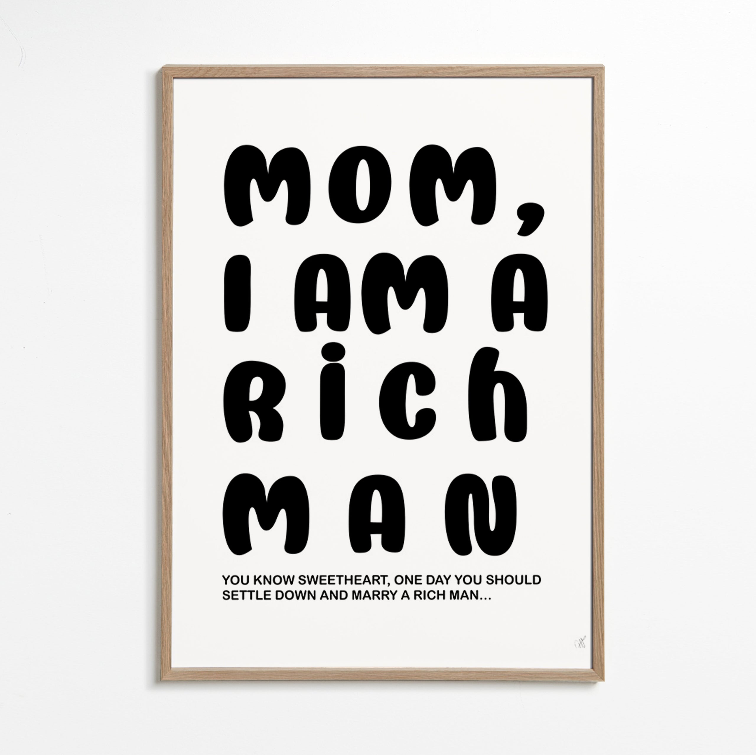 Ilustración tipográfica con texto humorístico – Oak Frame