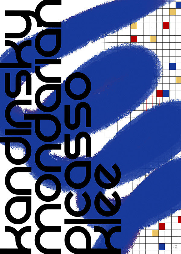 Cuadro abstracto con gestos azules