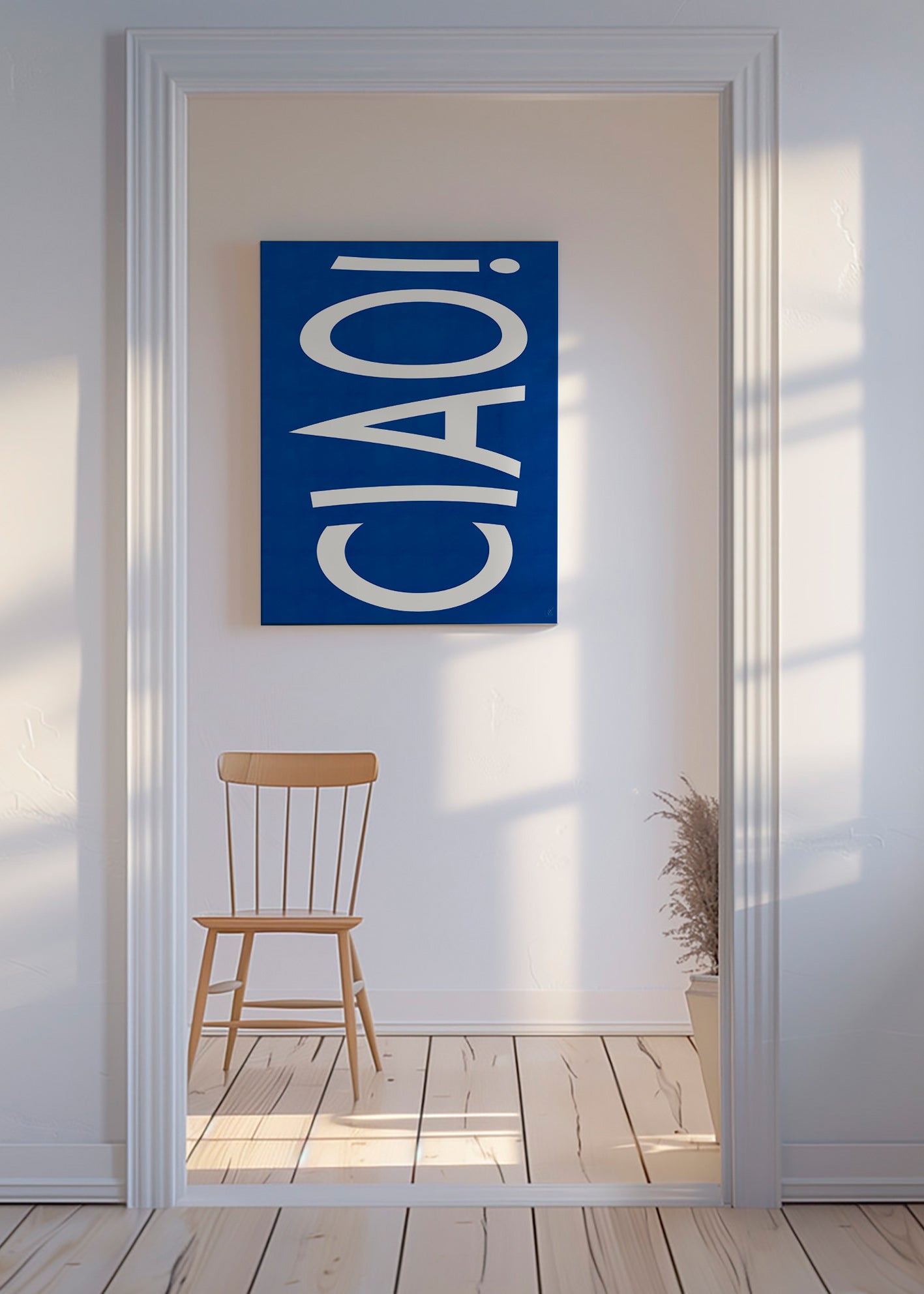Cuadro tipográfico 'CIAO' en azul – Canvas