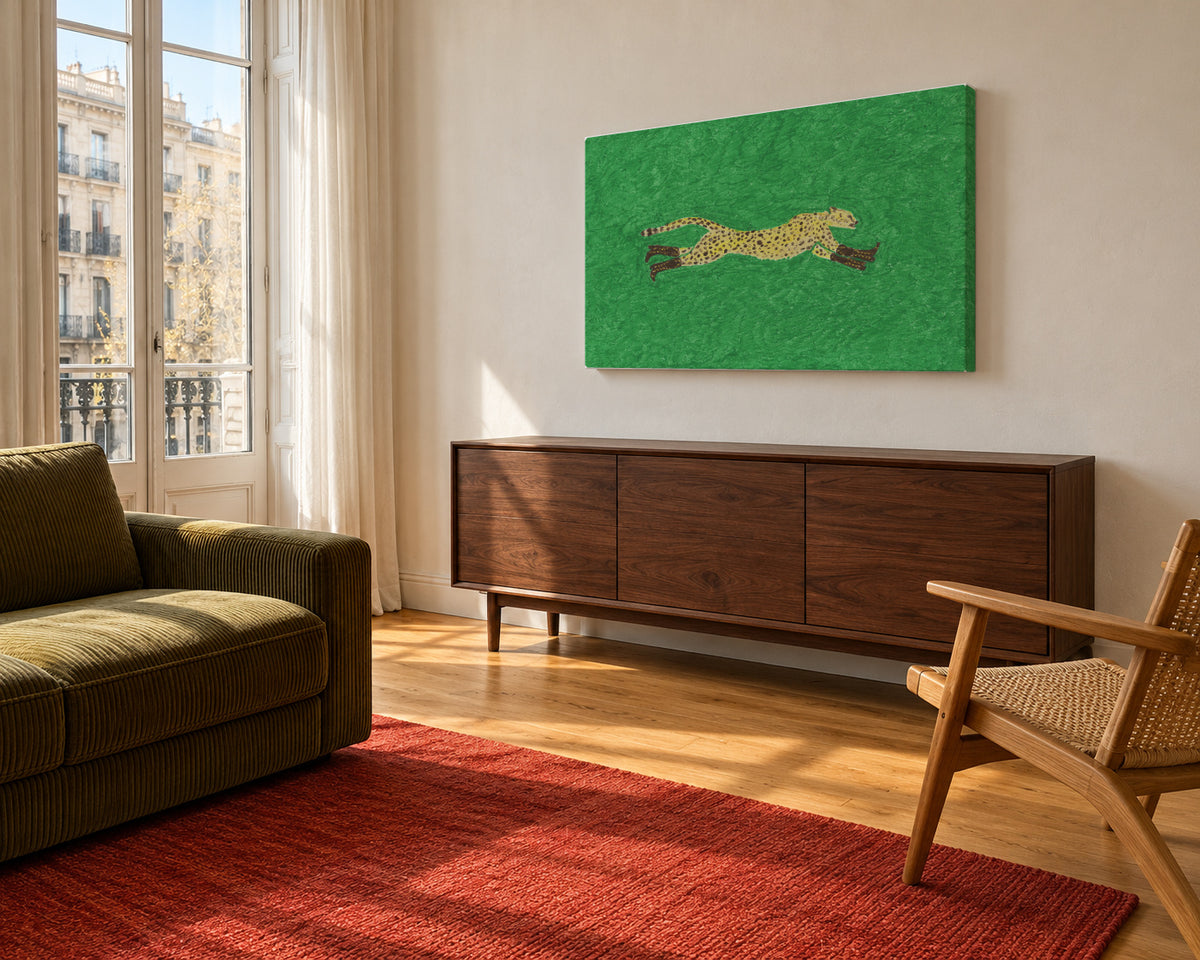 Florence the Running Cheetah - Unframed canvas in an interior