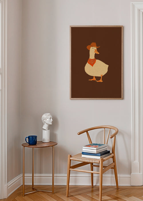 Bo the Cowboy Duck - Framed poster in an interior