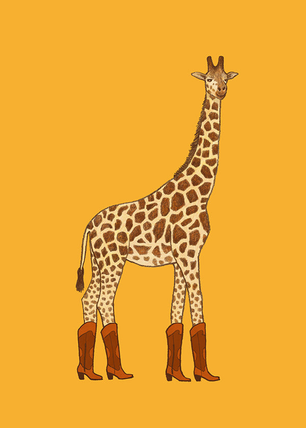 Cuadro jirafa con botas vaqueras