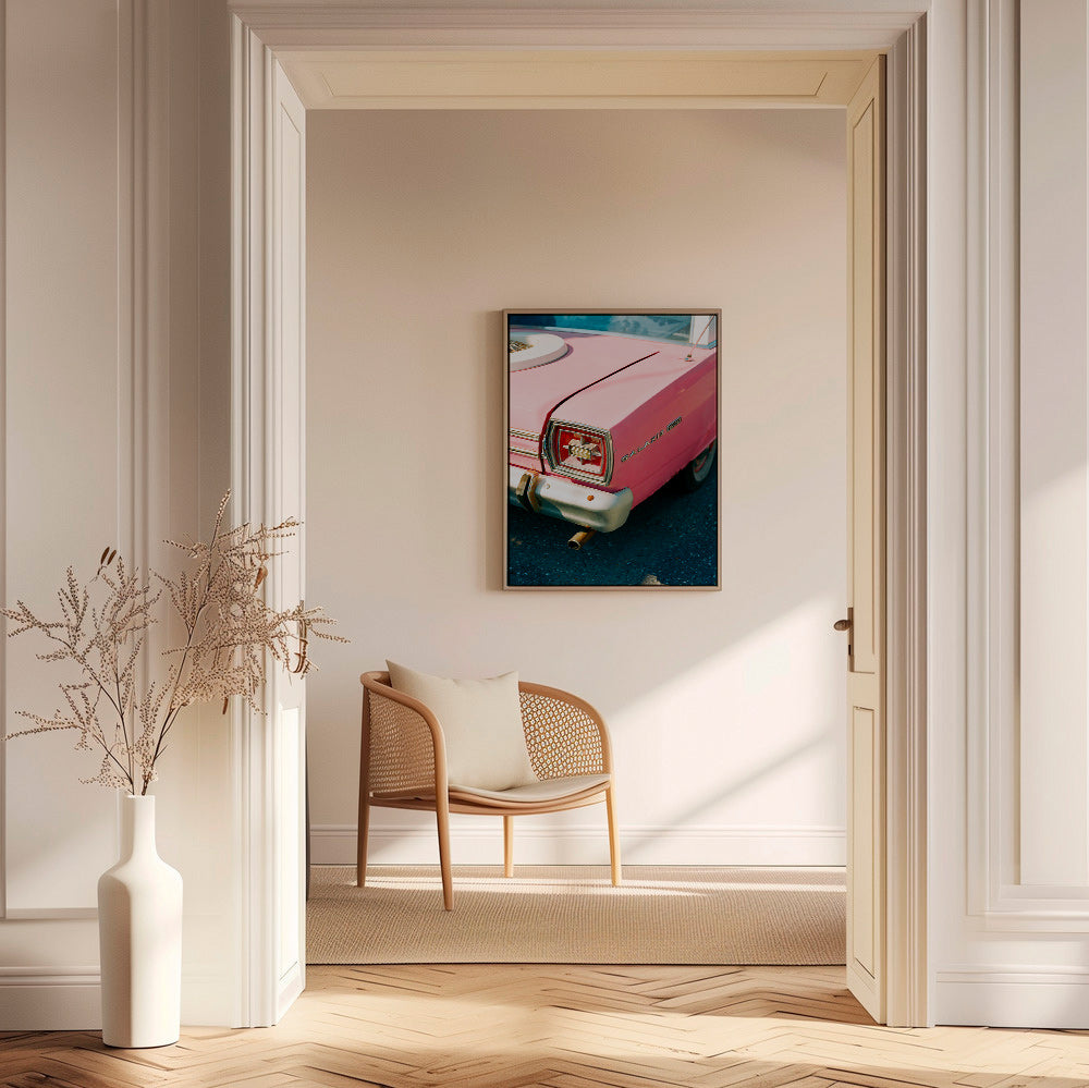 Cuadro vintage coche rosa clásico – Canvas1