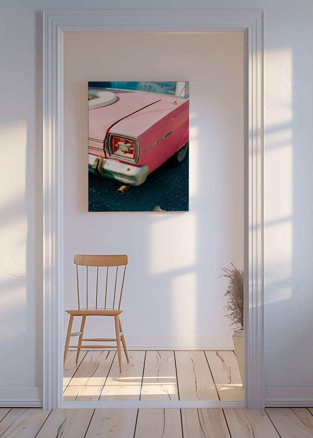 Cuadro vintage coche rosa clásico – Canvas