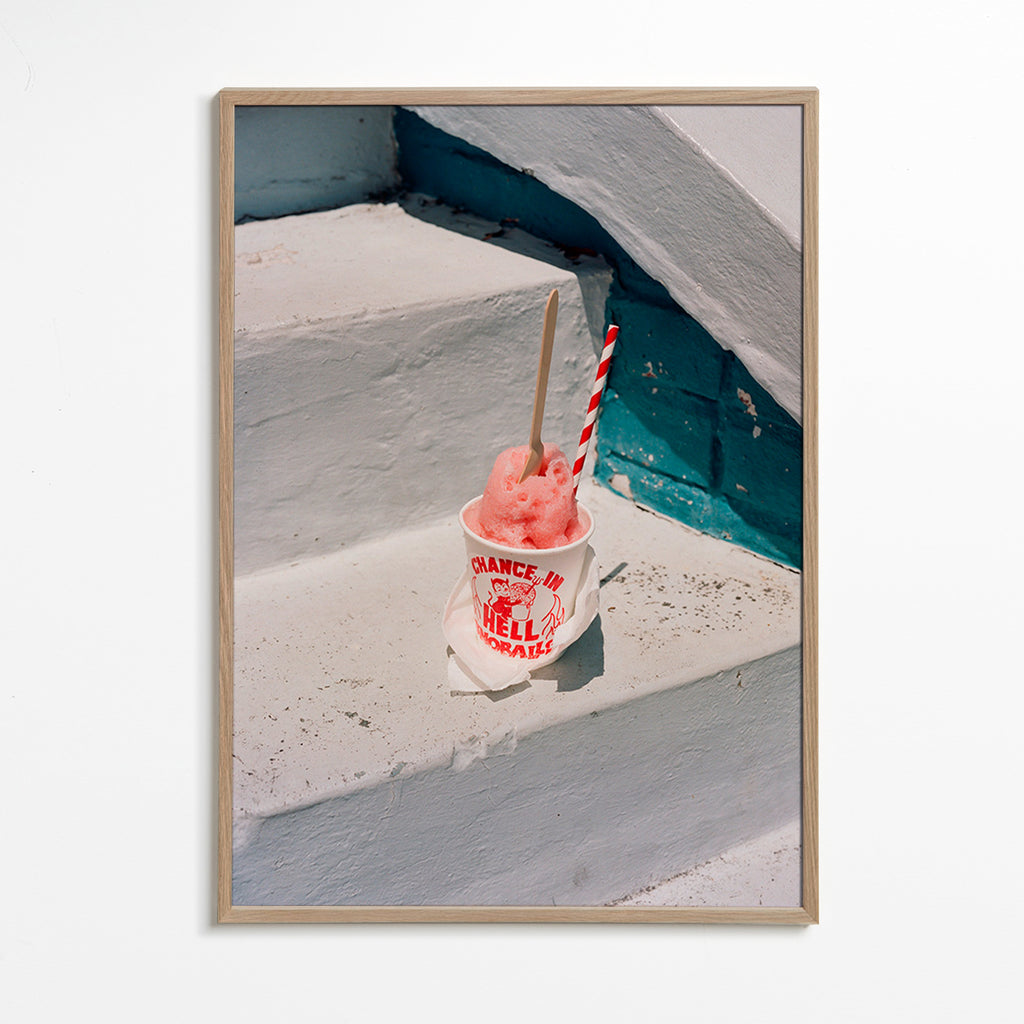 Cuadro de cocina con granizado rosa en escalera – Oak Frame