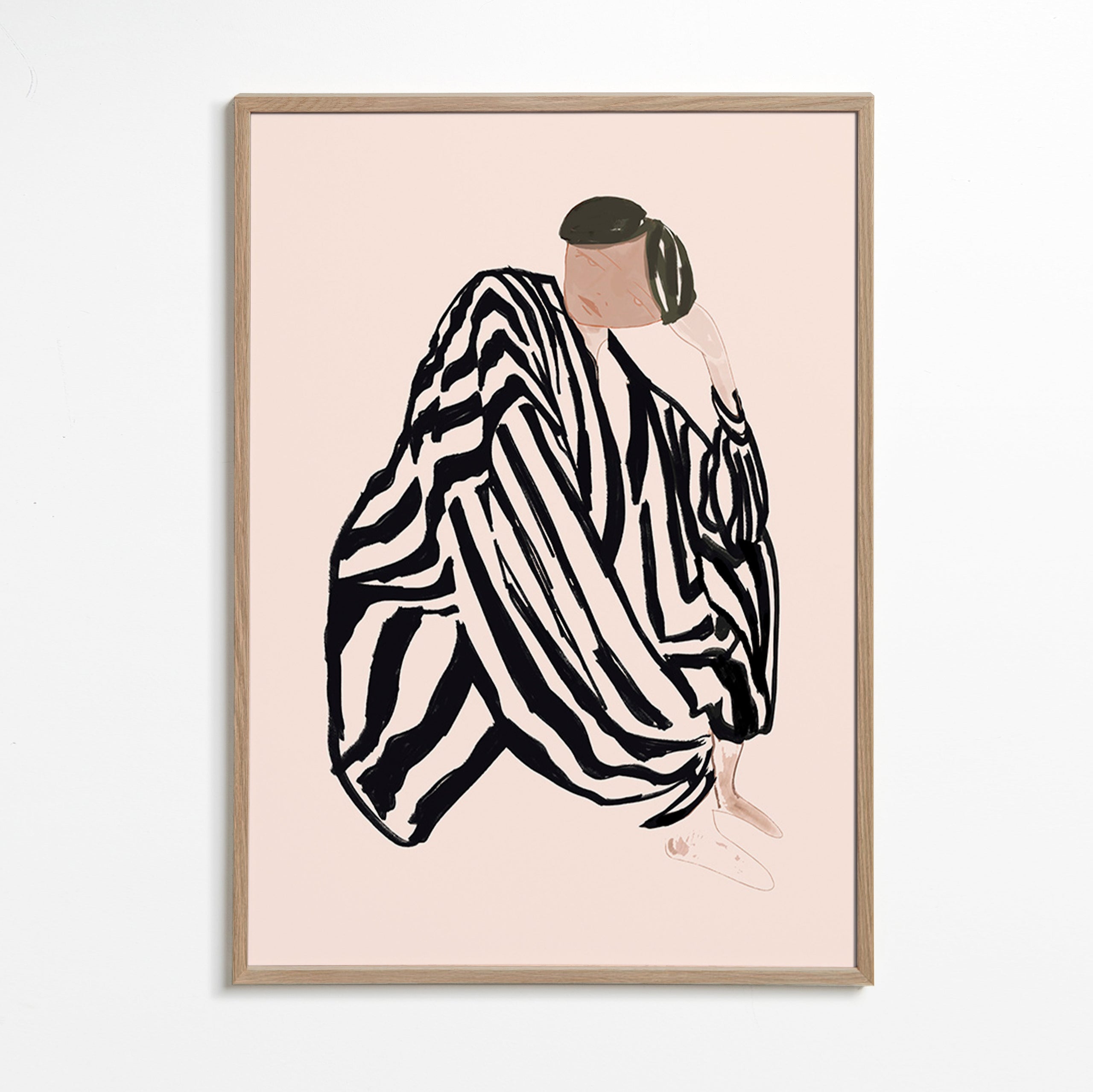 Ilustración figura femenina con rayas gráficas – Oak Frame