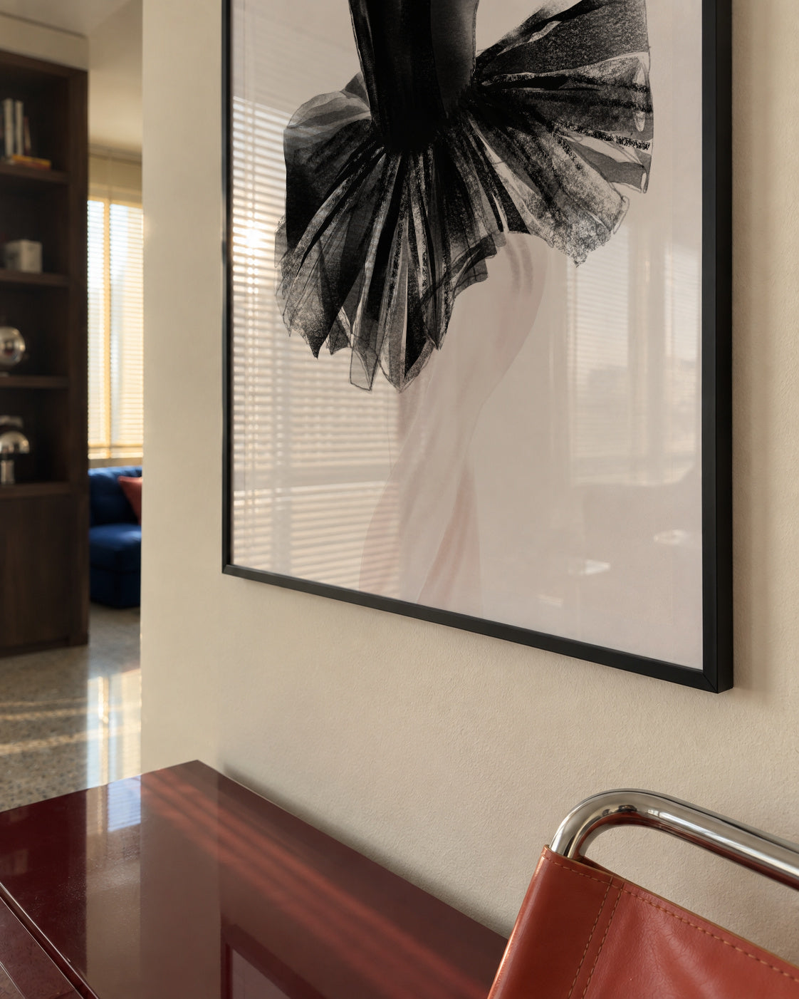 Ballerina Black Tutu Poster - Framed poster in an interior