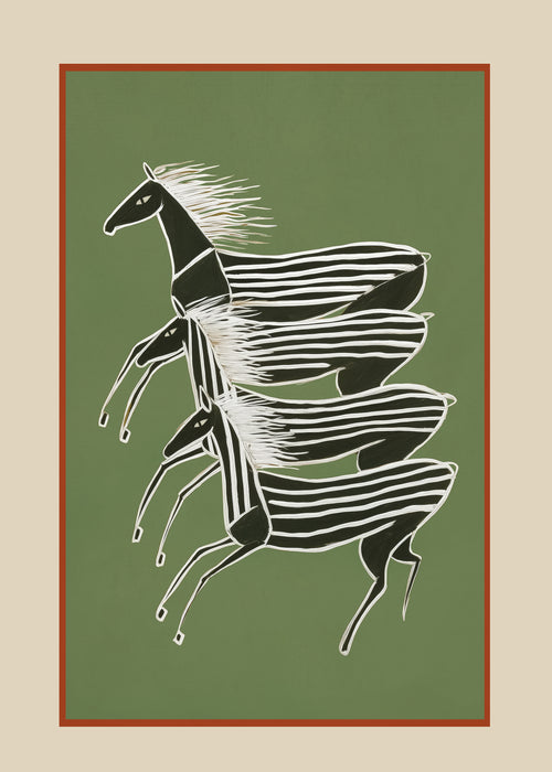 Horses In Stripes - Unframed art print