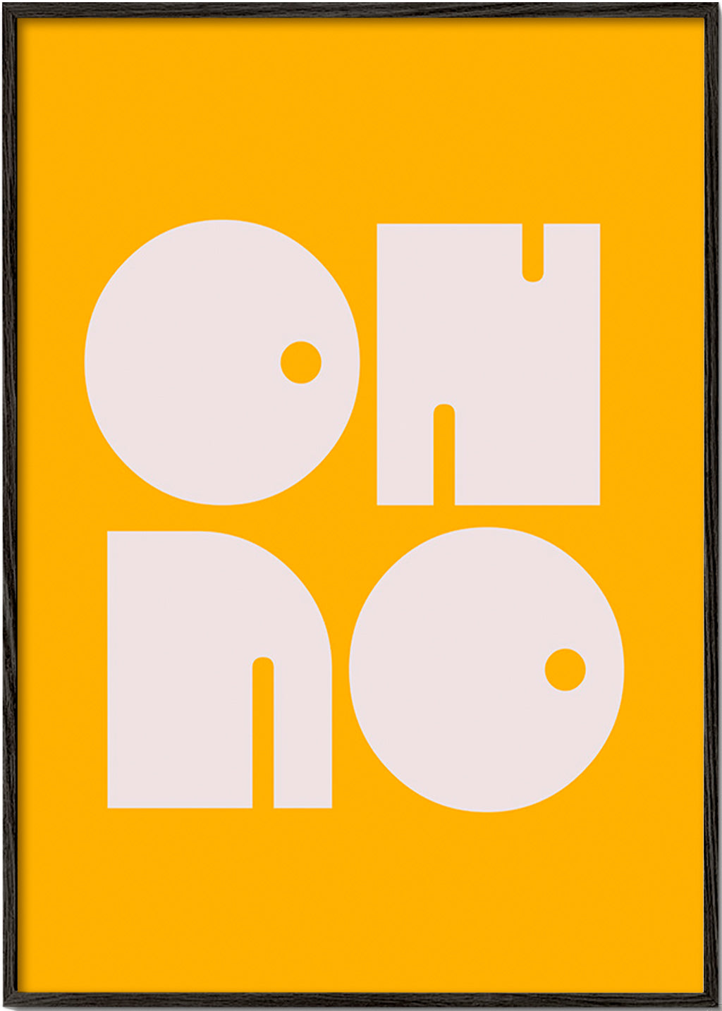 Cuadro geométrico con formas tipográficas mostaza – Black Frame