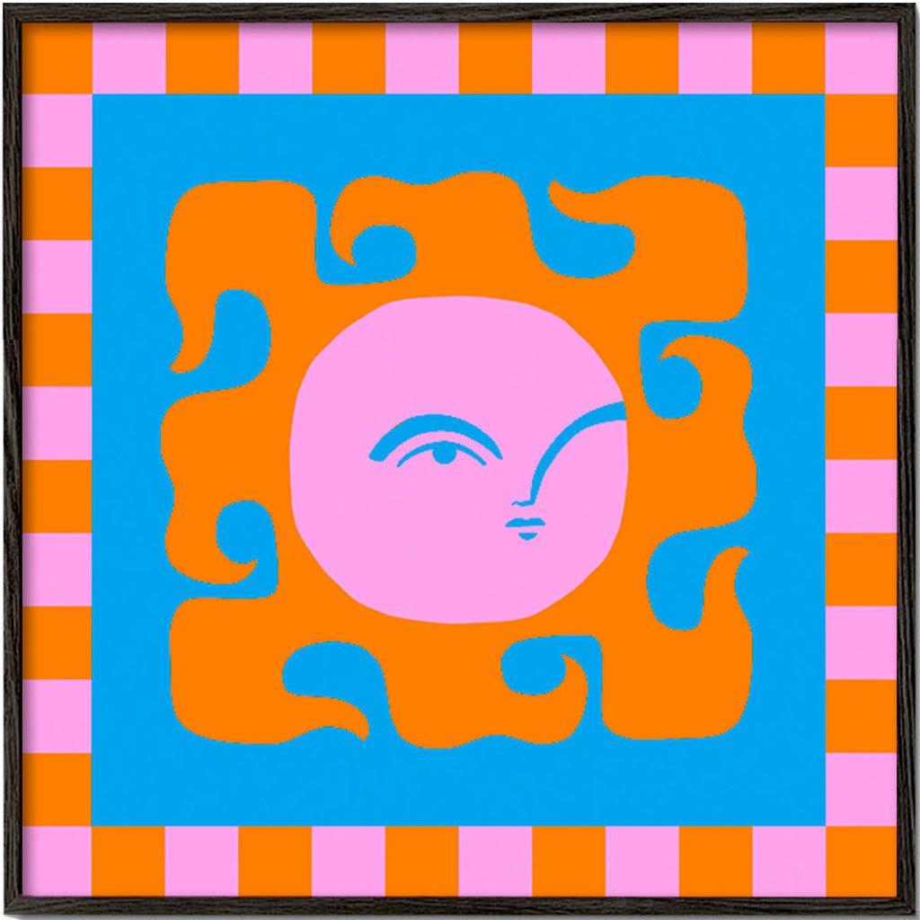 Ilustración sol sonriente en tonos pop – Black Frame