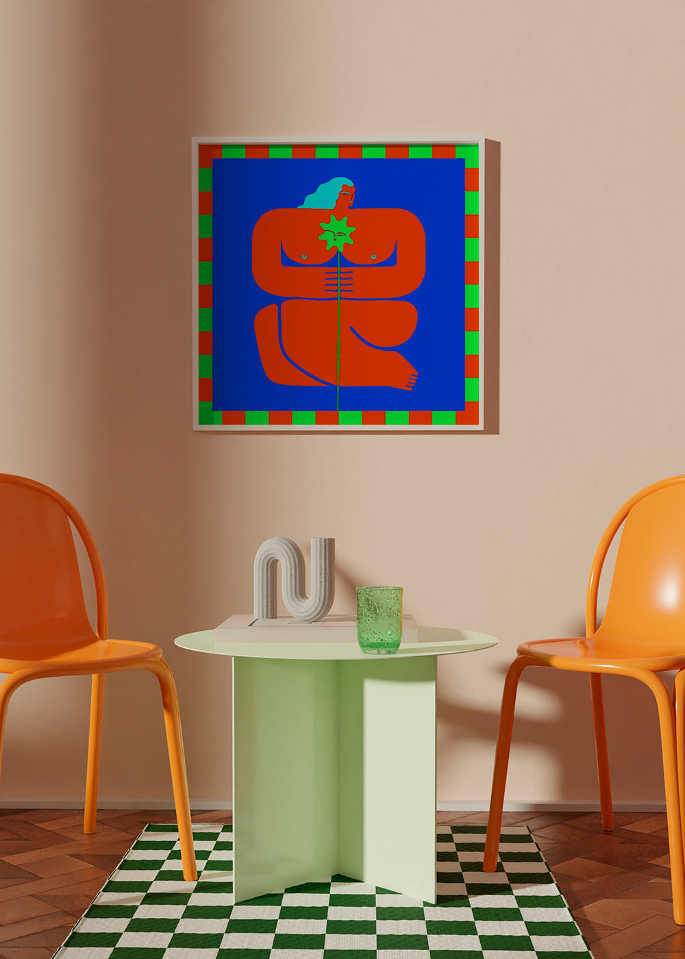 Cuadro abstracto de figura estilizada roja – Product2