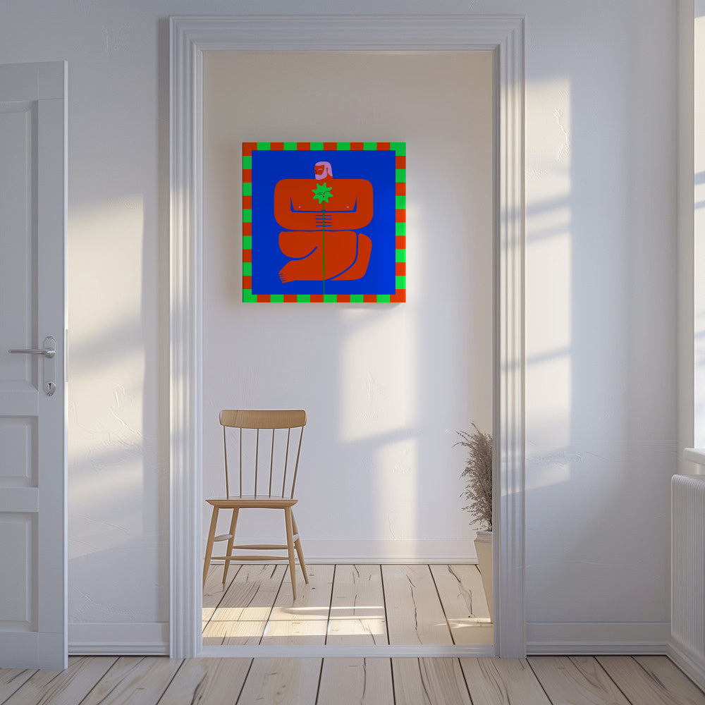 Contemplative Embrace - Unframed canvas in an interior