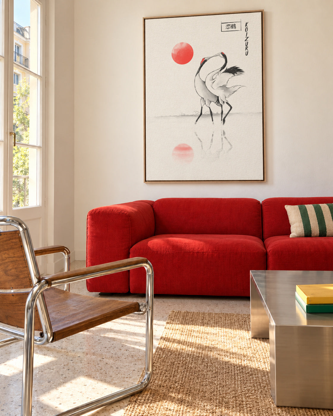 Love Cranes - Framed canvas in an interior