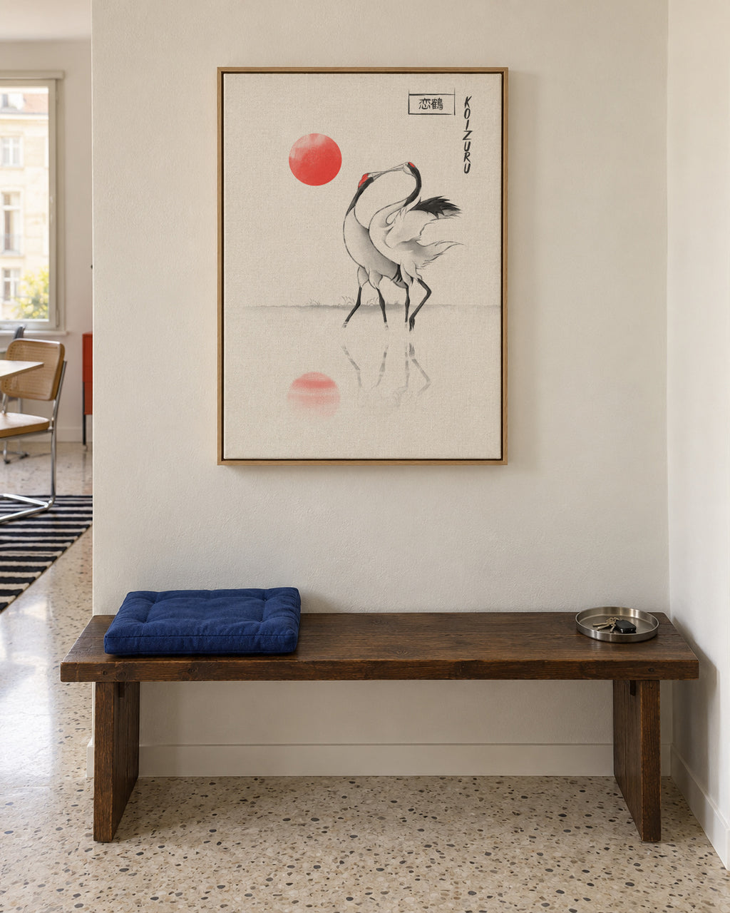 Love Cranes - Framed canvas in an interior