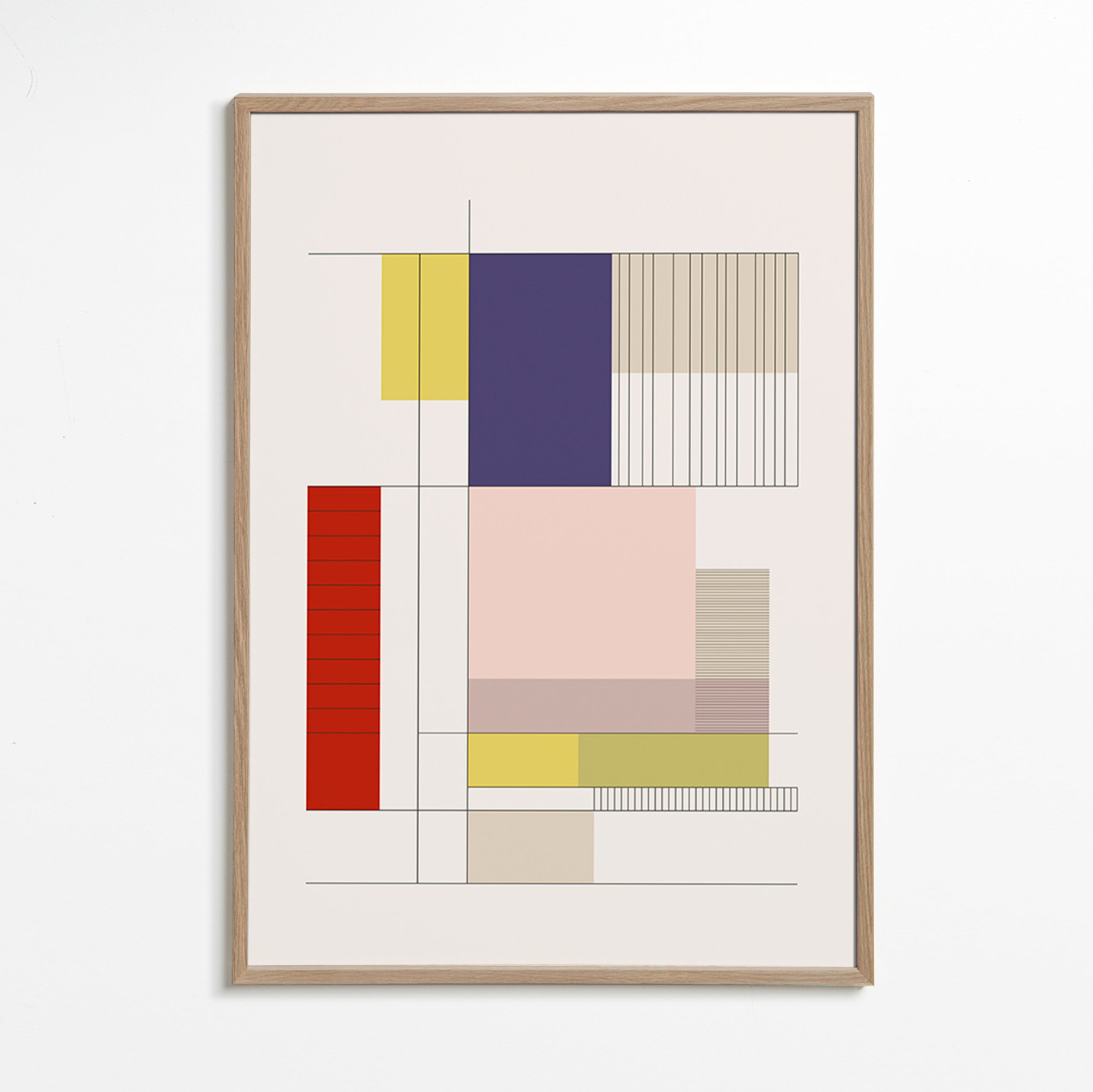 Cuadro geométrico con bloques y líneas – Oak Frame