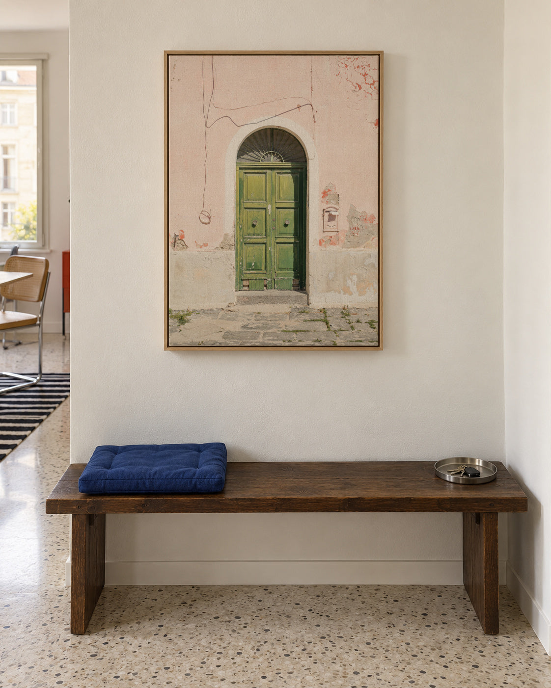 The Green Door - Framed canvas in an interior