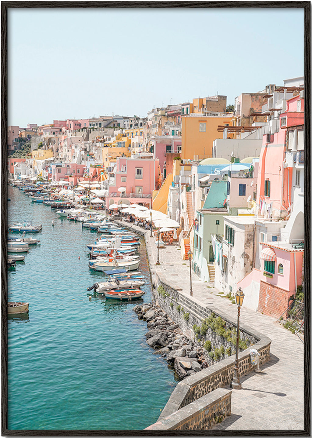 Cuadro de ciudades Procida puerto colorido – Black Frame