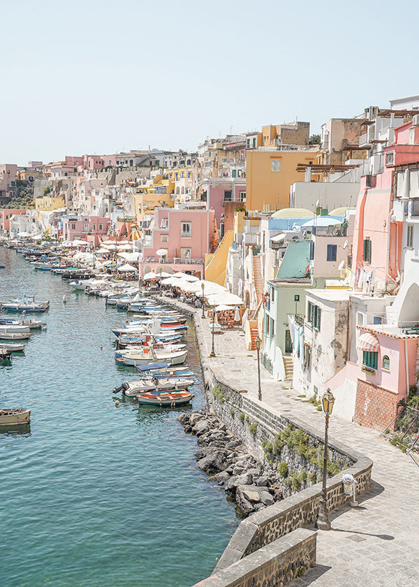 Cuadro de ciudades Procida puerto colorido