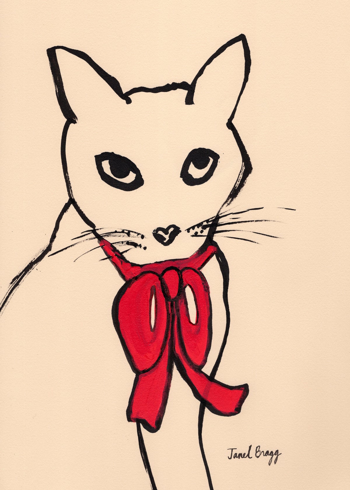 Rosetta Cat With Red Bow - Unframed art print