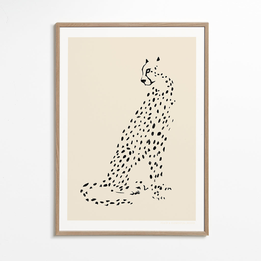 Cuadro de guepardo minimalista – Oak Frame