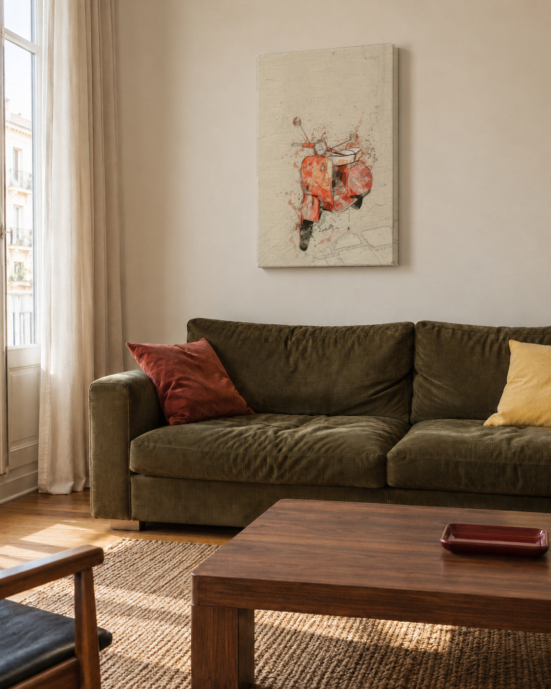 vespa - Unframed canvas in an interior