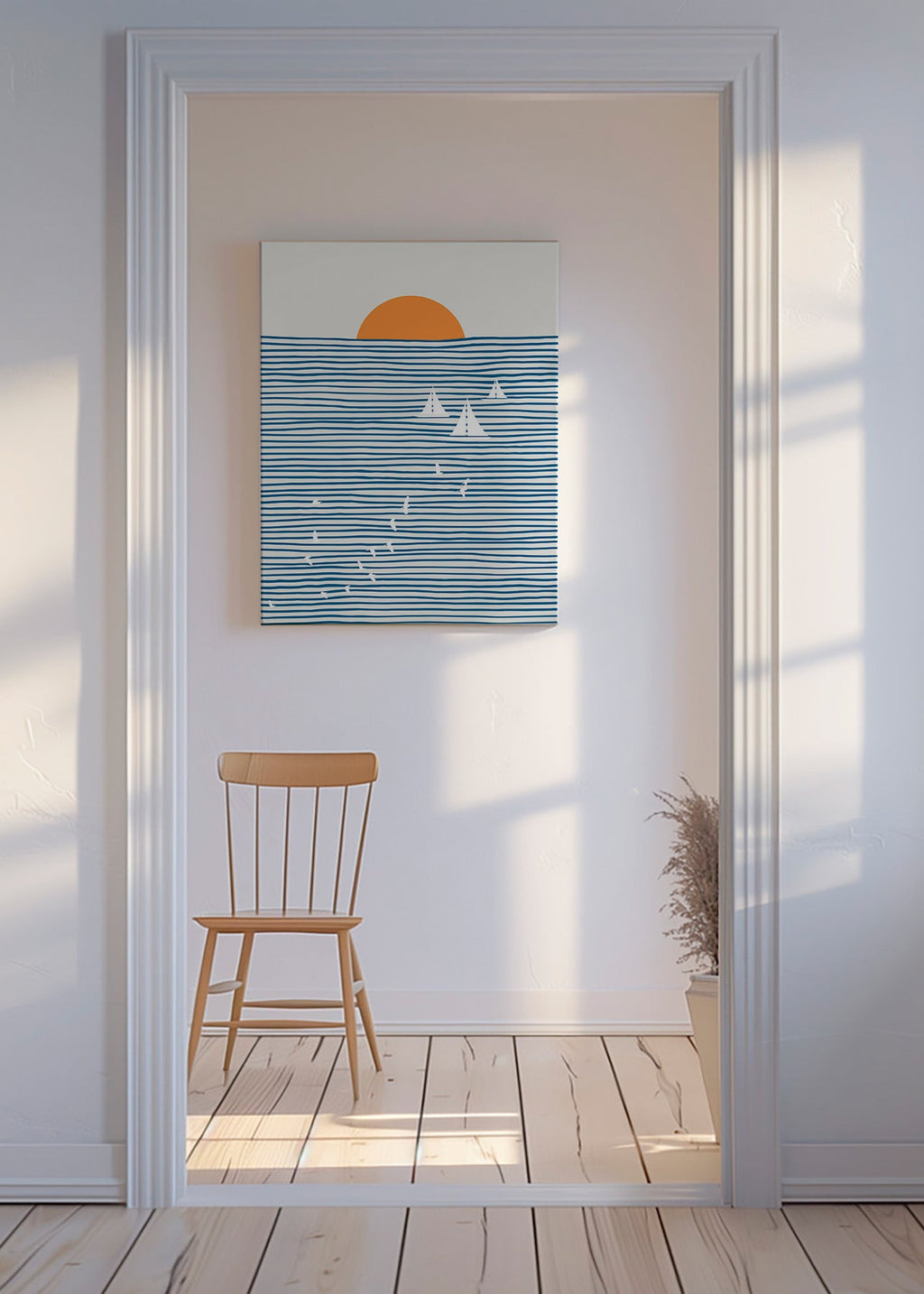 Cuadro de paisaje con velas minimalistas – Canvas