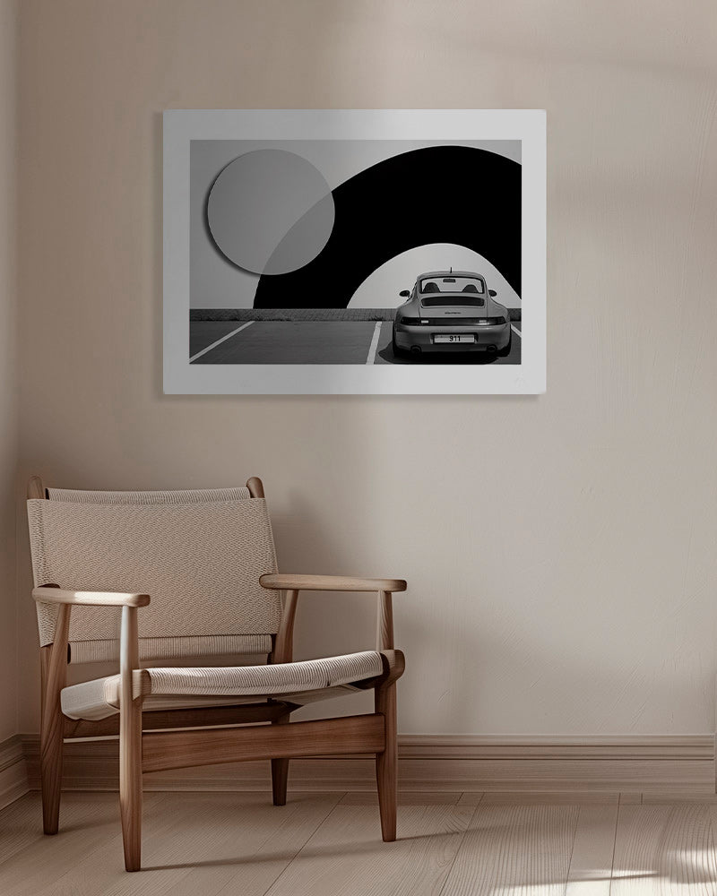 Fotografía Porsche 911 con mural geométrico – Canvas