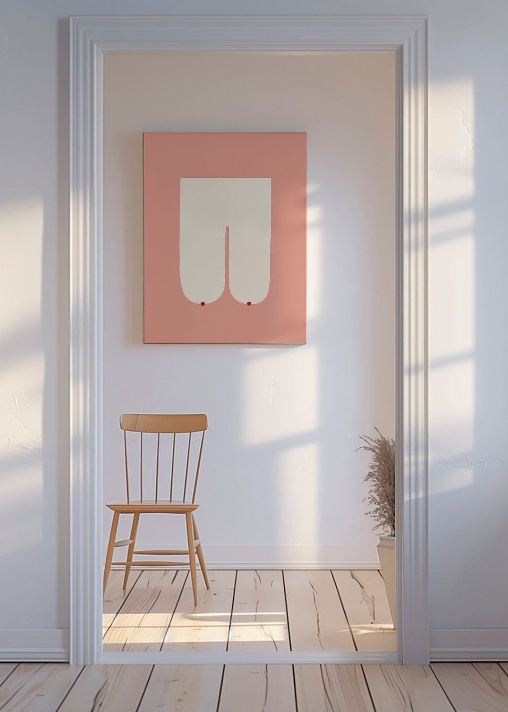 Ilustración femenina minimalista en rosa – Canvas