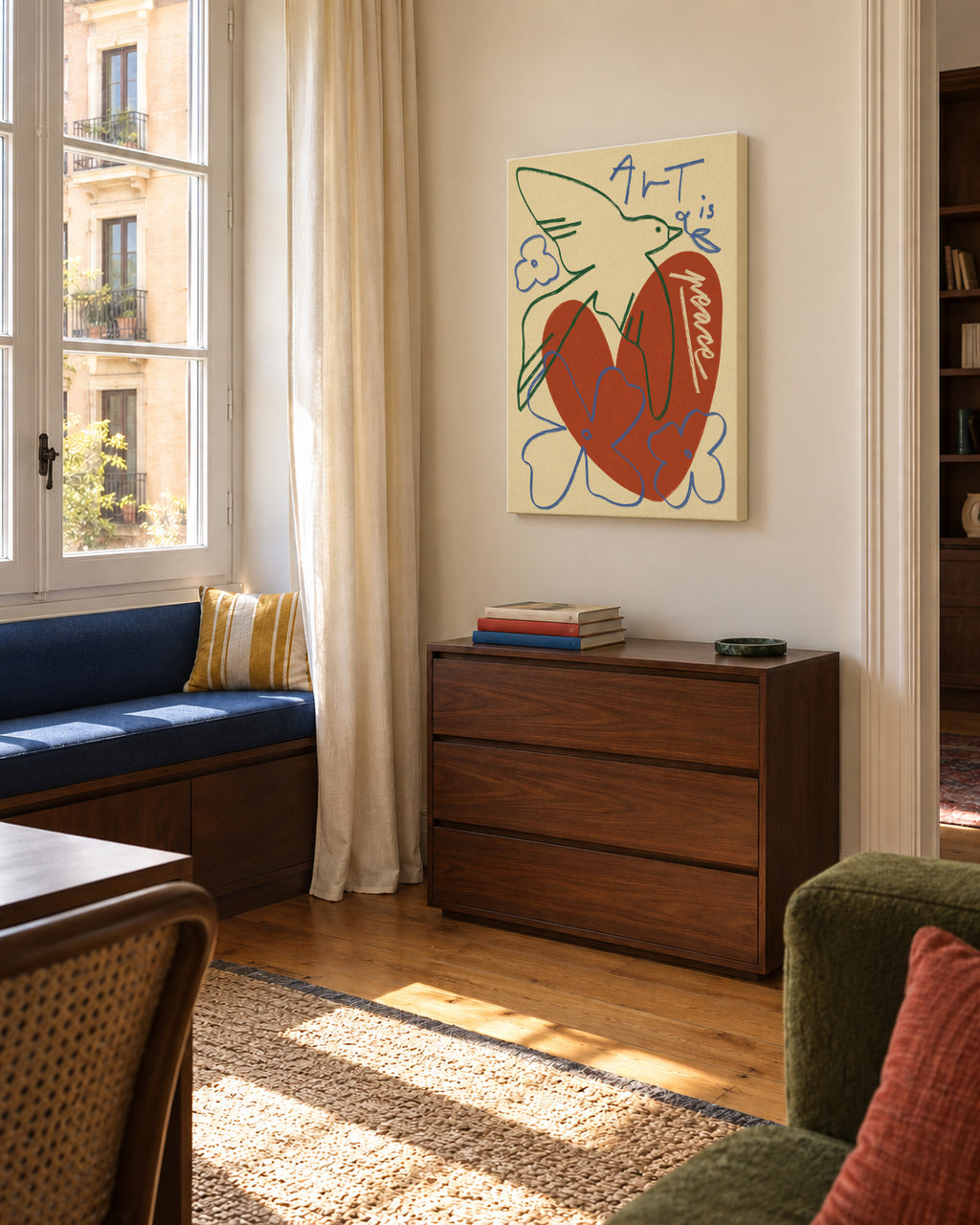 Art Is Peace - Unframed canvas in an interior