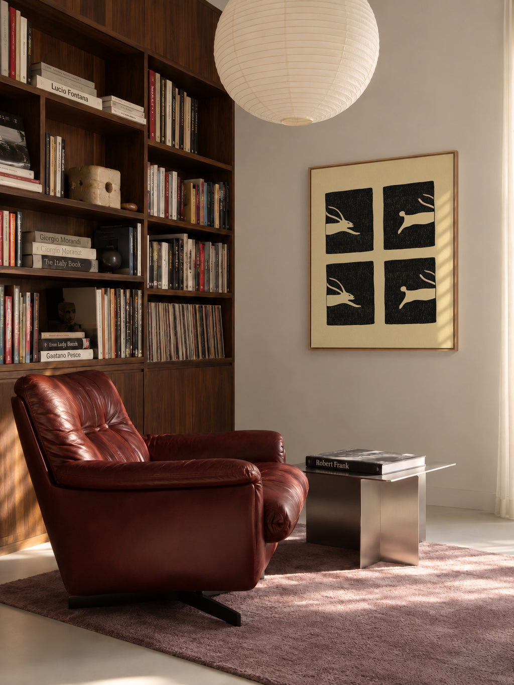 Infinitely Hopping Bunny - Framed canvas in an interior